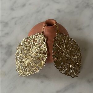 Brass stamp door knocker statement earrings